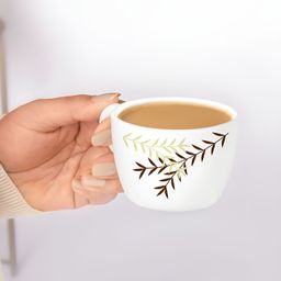 Larah by BOROSIL White & Green 6 Pieces Printed Opalware Glossy Cups And Mugs 140ML image 4