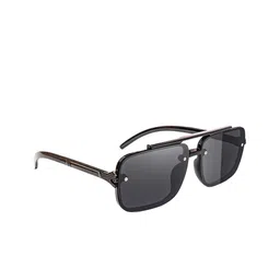 Jiebo Men Black Lens & Black Rectangle Sunglasses with-picture-21