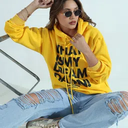 SHOWOFFFF Women Typography Printed Cotton Hooded Sweatshirt-image-54