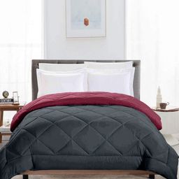 CHICERY Grey & Maroon Geometric AC Room 200 GSM Double Bed Comforter-picture-18