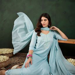 Sangria Embroidered Straight Kurta With Trousers & Dupatta-55