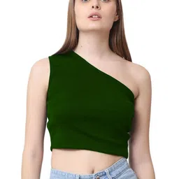 Sizi Women One Shoulder Ribbed Fitted Crop Top-picture-47