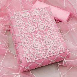 KALINI Embroidered Organza Unstitched Dress Material-image-29