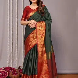 RUNAYA NX Woven Design Silk Cotton Mysore Silk Saree-image-13