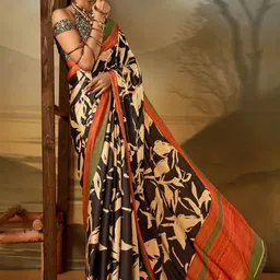 Sangria Abstract Block Print Saree image 2