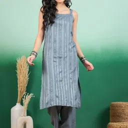 InWeave Women Striped Kurta with Trousers-image-54