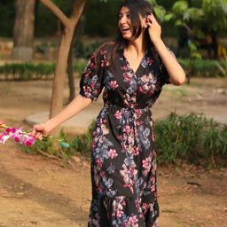 DressBerry Floral Print Crepe Fit & Flare Midi Dress-image-82