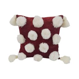THROWPILLOW Maroon & White Embellished Velvet Square Cushion Covers-image-48