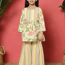 Readiprint Fashions Girls Floral Printed Empire Pure Cotton Anarkali Kurti with Sharara-picture-28