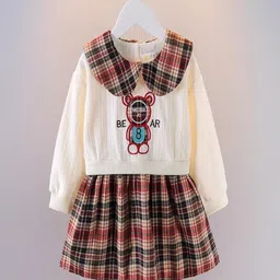 YK Checked Puff Sleeve Drop-Waist Dress-picture-24
