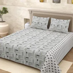 Homez Sparrow Multicoloured & Grey Ethnic Motifs 210 TC Queen Bedsheet with 2 Pillow Covers-18