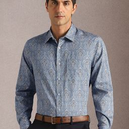 Louis Philippe Men Ethnic Motifs Printed Spread Collar Cotton Formal Shirt-image-41