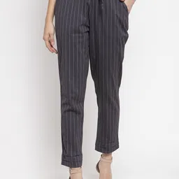Global Republic Striped Cotton High Rise Trousers-image-84