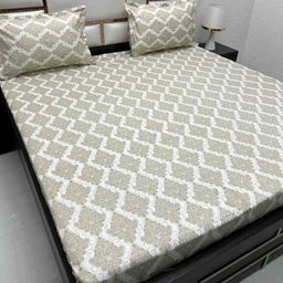 Pure Decor Brown & White Ethnic Motifs Queen Bedsheet with 2 Pillow Covers-picture-24