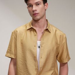 HIGHLANDER Men Relaxed Fit Textured Spread Collar Casual Shirt-picture-27