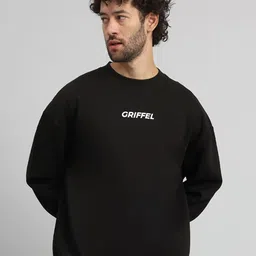 GRIFFEL Men Typography Printed Round Neck Fleece Pullover Sweatshirt-picture-57