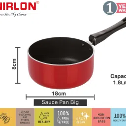 nirlon 3 Layer Non-Stick Coating Non Induction Base Aluminium Cookware 2-Piece Set Sauce Pan 26 cm diameter 0 L capacity image 3