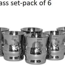 (Pack of 6) Raj Shahi Stainless steel water/ juice glass set pack-6 Glass Set Water/Juice Glass-image-10