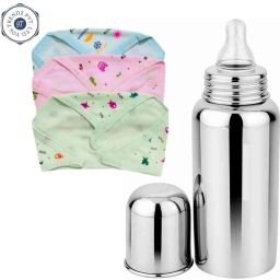 New Born Baby steel Bottle,Cotton & Printed Interlock Nappy- Silicone-10