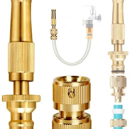 Brass Nozzle Spray Gun Water Jet Hose Nozzles Hose Pipe Spray Gun High Pressure Brass Nozzle Spray/High Pressure Water Gun for Car, Bike, Window Cleaning etc...-image-67