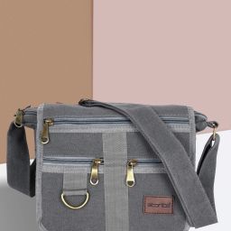 Grey Men Sling Bag Cross body Sling Messenger Bag For Travel-image-55