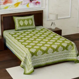 144 TC Cotton Single Jaipuri Prints Flat Bedsheet-picture-35