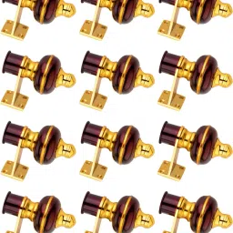 Maroon, Gold Curtain Knobs, Rod Rail Bracket Metal-image-96
