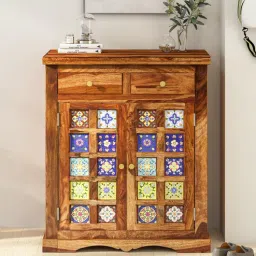 mudramark from pepperfry Siramika Sheesham Wood Shoe Cabinet In Rustic Teak Finish-picture-9