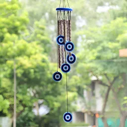 Evil Eye Wind Chimes For Balcony & Home Decor With Melody Sound& 7 Wood Evil Eye Aluminium Windchime-image-67