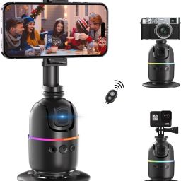 Hold up Selfie Face Tracking Tripod,360° Rotation Mobile Holder for Smart Video&Photo Shooting with Gesture Control for Vlog,Streaming & Video Recording,Black Bluetooth Selfie Stick-3