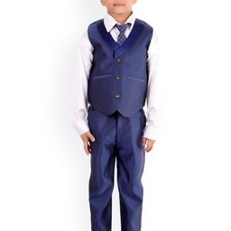 FOURFOLDS Boys Navy Blue 5-Piece Party Suit-image-54