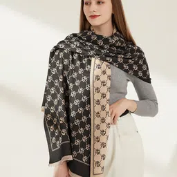 JC Collection Women Black & Beige Printed Scarf-image-79