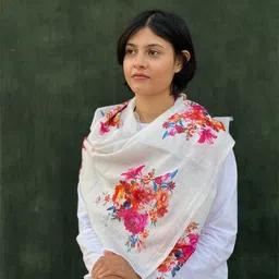 BUTA BUTI Floral Printed Cotton Scarf-image-93