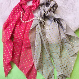 Proplady Women Set of 2  Chiffon Foil Printed Embellished Ponytail Holders-85