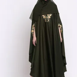 KLOTTHE Women Olive Green Embellished Burqas With Scarves-image-97