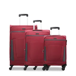 CARRIALL Set Of 3 Red Solid Soft-Sided Trolley Suitcases-17