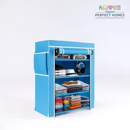 4 Shelf Plastic Pipe & Cover PP Collapsible Wardrobe-image-10