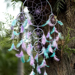 DULI Purple and Green 5 Ring Handmade Dream catcher-57