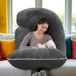 J Shaped Microfibre Solid Pregnancy Pillow Pack of 1-image-75