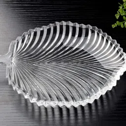 Crystal Clear Glass Leaf Plate Tray for Serving Dry Fruits, Snacks,Candy, Sweets Tray Serving Set-32