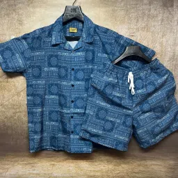 Men Night Suit Set Blue Printed-image-53