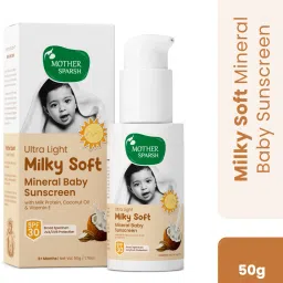 Sunscreen - SPF 30+ Ultra Light Milky Mineral Baby Sunscreen Lotion with Milk Protein, Coconut Oil-image-46