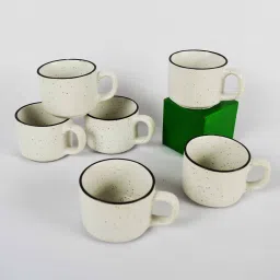 Pack of 6 Ceramic Tea Cups -Premium Off-White Matte Finish | Chai Cups | Set of 6 Cups-image-4