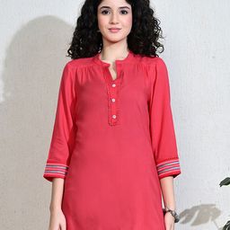 MEESAN Women Mandarin Collar Embroidered Tunic-image-37