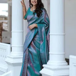 SHOP DROP Women Woven Design Zari Pure Silk Banarasi Saree-picture-53