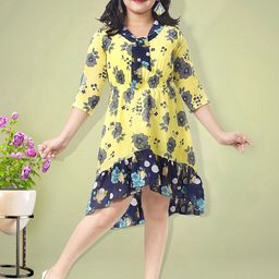 Miss & Chief Girls Floral Print Georgette Fit & Flare Dress-image-34