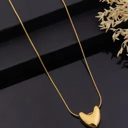 ANJNI CREATION Stainless Steel Gold-Plated Heart Shaped Necklace-30