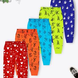 Disney By Miss and Chief Boys Pack Of 5 Printed Cotton Joggers-image-70