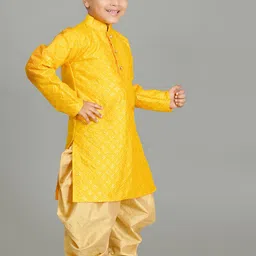NFC CREATION Boys Embroidered Regular Sequinned Dupion Silk Kurta with Patiala image 3