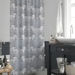 ArtzFolio White & Black Printed Waterproof Shower Curtain-12